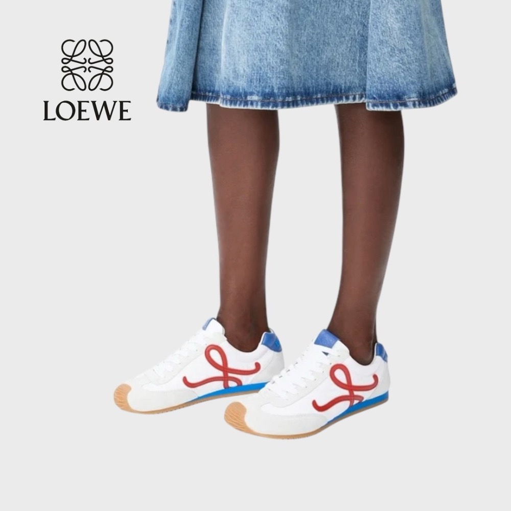 👟Loewe🇪🇸Ballet Runner2.0 芭蕾系列運動跑鞋｜休閒鞋｜尼龍和小牛皮｜低筒｜白底紅L-細節圖2