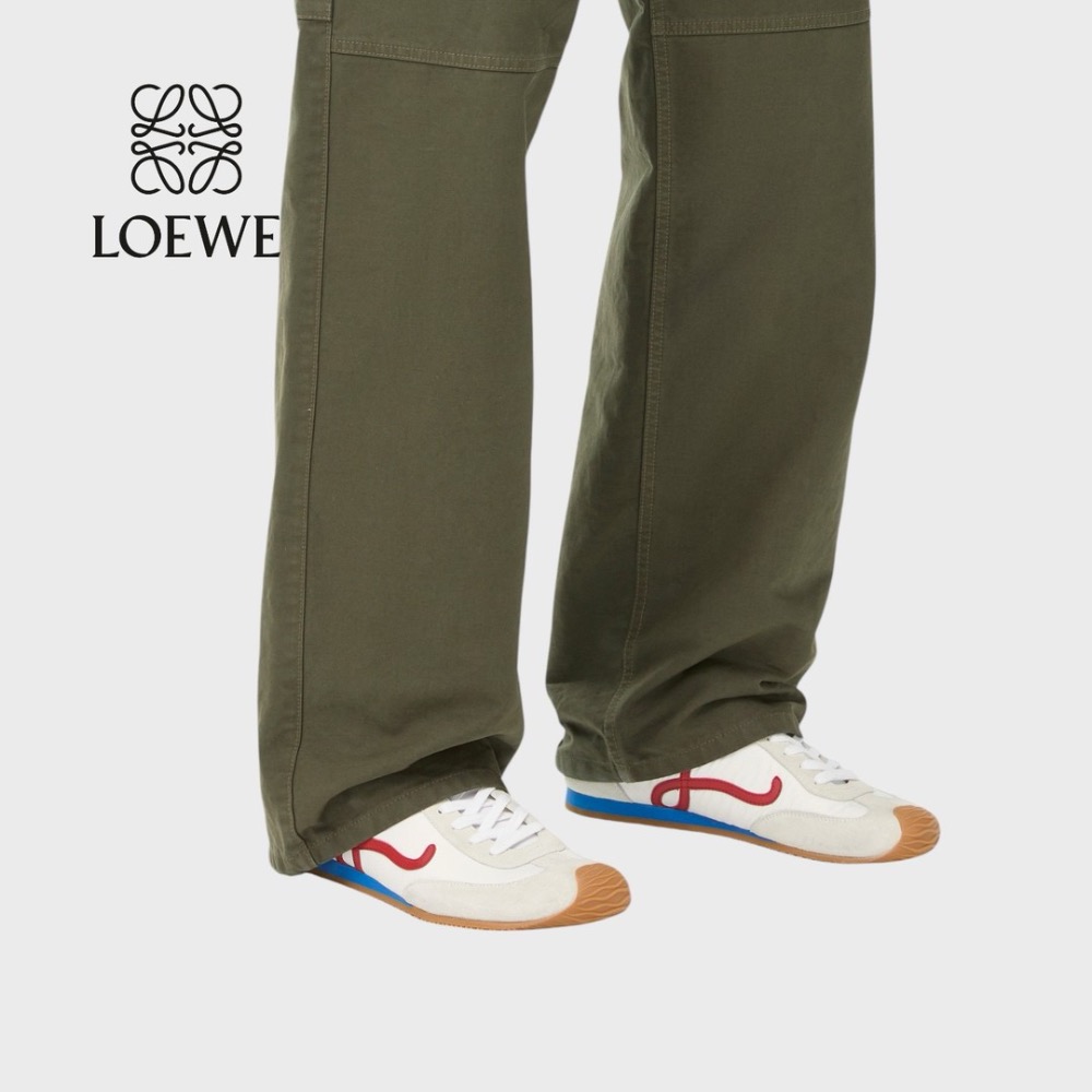👟Loewe🇪🇸Ballet Runner2.0 芭蕾系列運動跑鞋｜休閒鞋｜尼龍和小牛皮｜低筒｜白底紅L-細節圖3