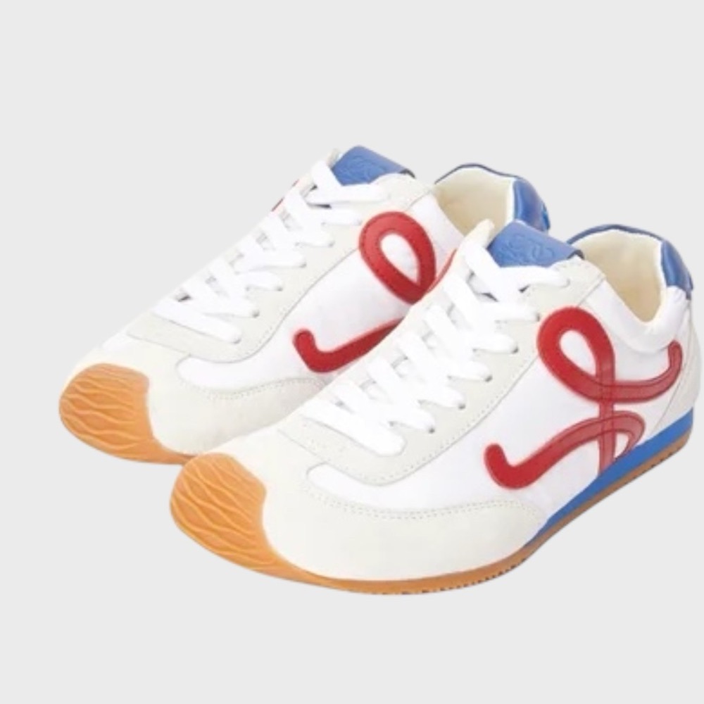 👟Loewe🇪🇸Ballet Runner2.0 芭蕾系列運動跑鞋｜休閒鞋｜尼龍和小牛皮｜低筒｜白底紅L-細節圖4