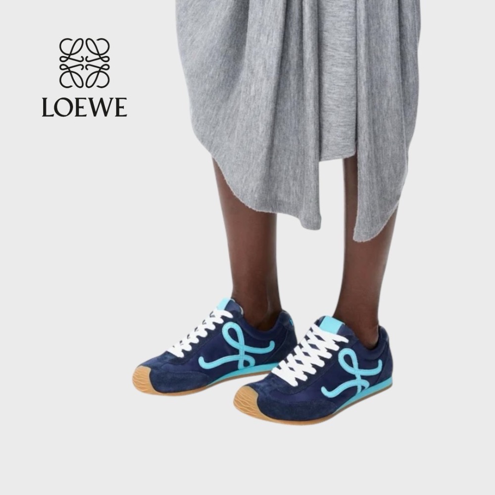 👟Loewe🇪🇸Ballet Runner2.0 芭蕾系列運動跑鞋｜休閒鞋｜海軍藍｜綠松石色｜藍L｜尼龍和小牛皮-細節圖2