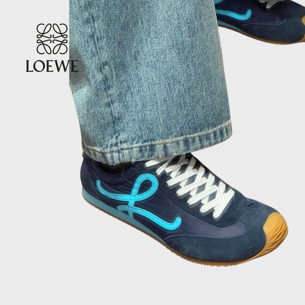 👟Loewe🇪🇸Ballet Runner2.0 芭蕾系列運動跑鞋｜休閒鞋｜海軍藍｜綠松石色｜藍L｜尼龍和小牛皮-細節圖3