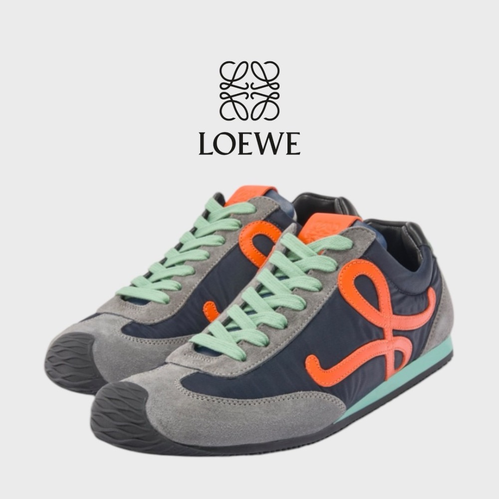 👟Loewe🇪🇸Ballet Runner2.0 芭蕾系列運動跑鞋｜休閒鞋｜尼龍和小牛皮｜藍橘綠｜橘L-細節圖2