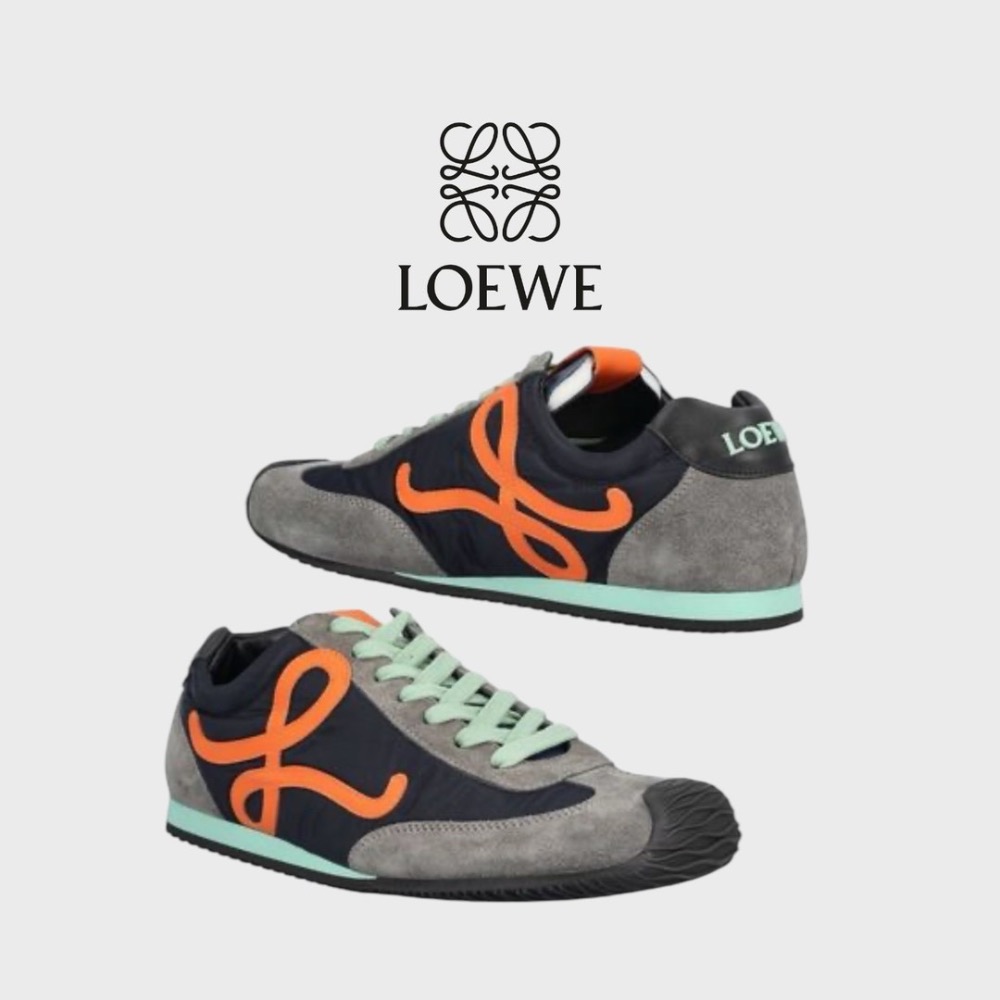 👟Loewe🇪🇸Ballet Runner2.0 芭蕾系列運動跑鞋｜休閒鞋｜尼龍和小牛皮｜藍橘綠｜橘L-細節圖4