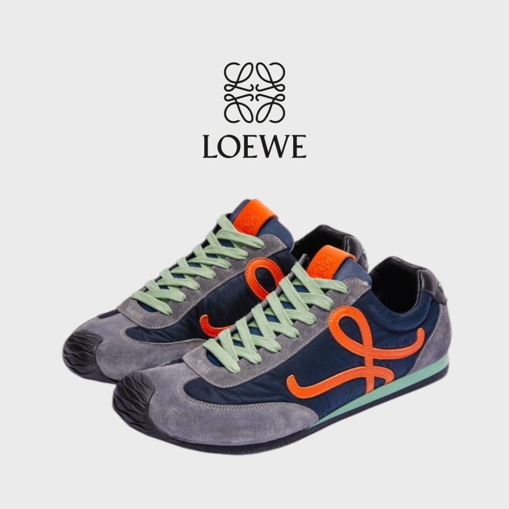 👟Loewe🇪🇸Ballet Runner2.0 芭蕾系列運動跑鞋｜休閒鞋｜尼龍和小牛皮｜藍橘綠｜橘L-細節圖6