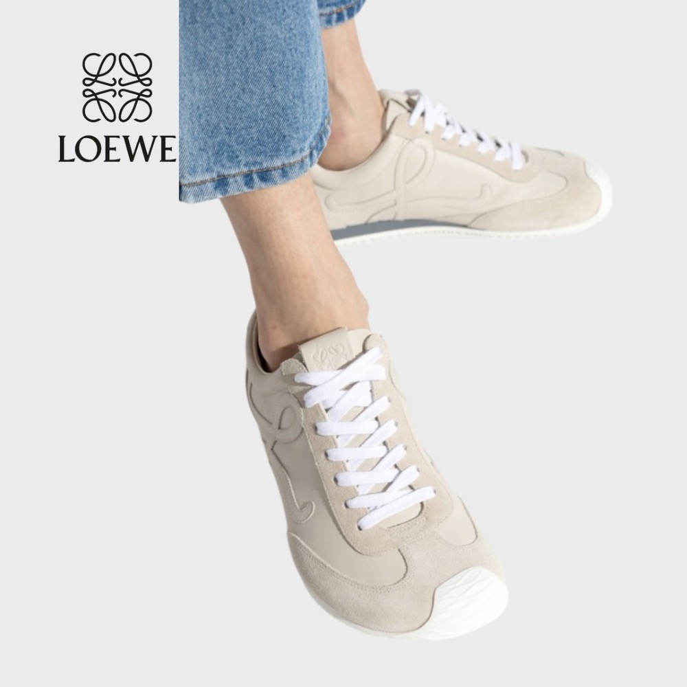 👟Loewe🇪🇸Ballet Runner2.0 芭蕾系列運動跑鞋｜休閒鞋｜尼龍和小牛皮｜小白鞋｜米白｜米L-細節圖2