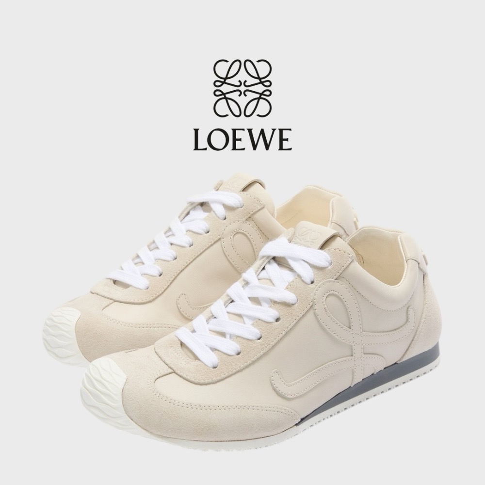 👟Loewe🇪🇸Ballet Runner2.0 芭蕾系列運動跑鞋｜休閒鞋｜尼龍和小牛皮｜小白鞋｜米白｜米L-細節圖3