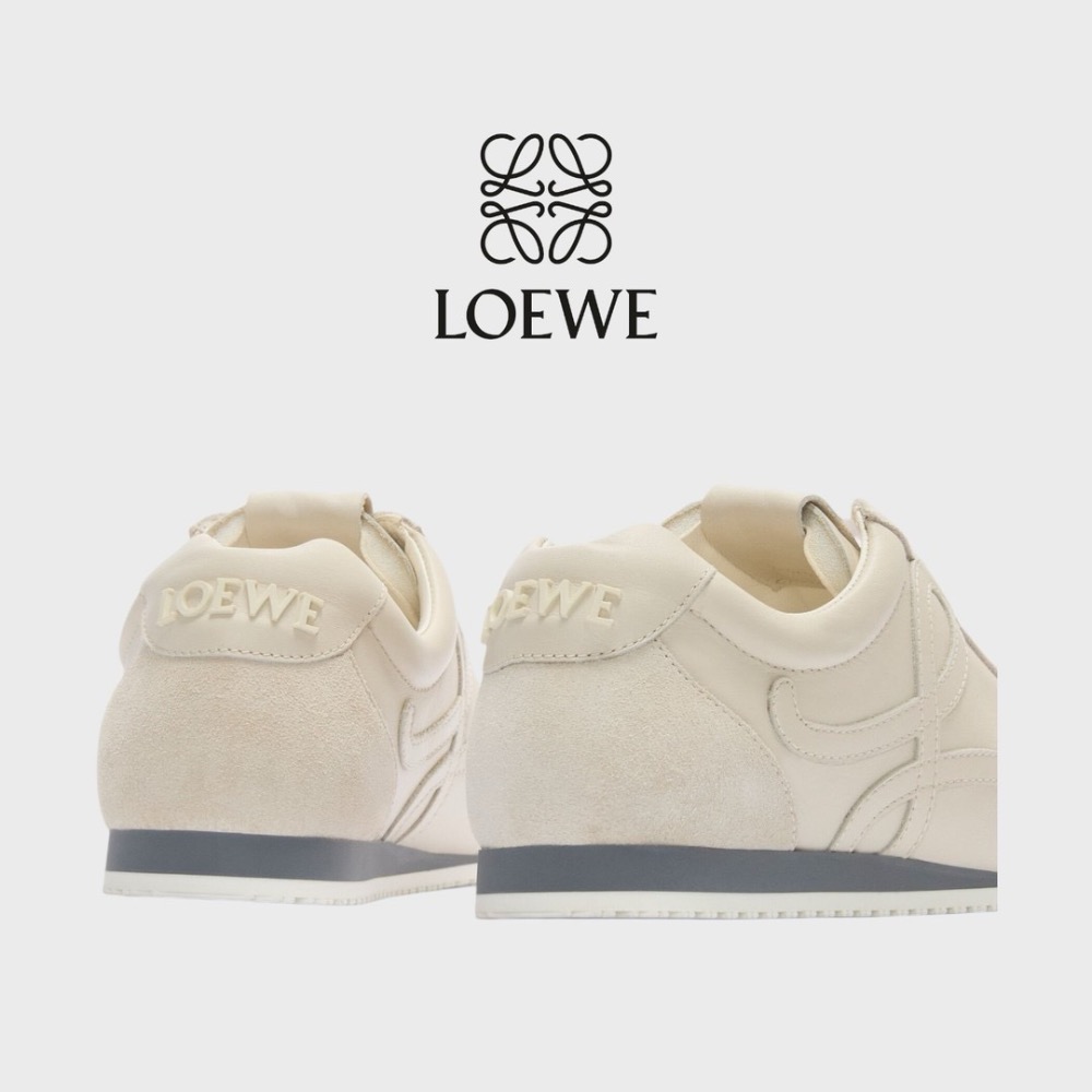 👟Loewe🇪🇸Ballet Runner2.0 芭蕾系列運動跑鞋｜休閒鞋｜尼龍和小牛皮｜小白鞋｜米白｜米L-細節圖4
