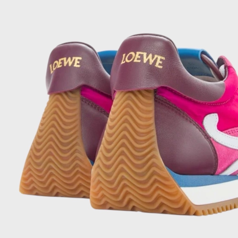 👟Loewe Flow2.0 Runner Suede運動跑鞋｜休閒鞋｜尼龍和麂皮｜漸層粉紅色｜白色｜白L-細節圖3