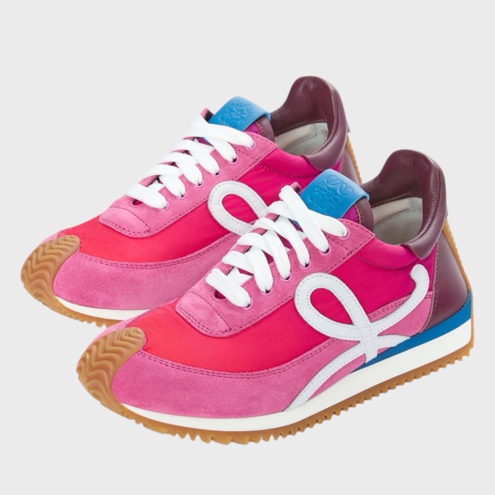 👟Loewe Flow2.0 Runner Suede運動跑鞋｜休閒鞋｜尼龍和麂皮｜漸層粉紅色｜白色｜白L-細節圖4