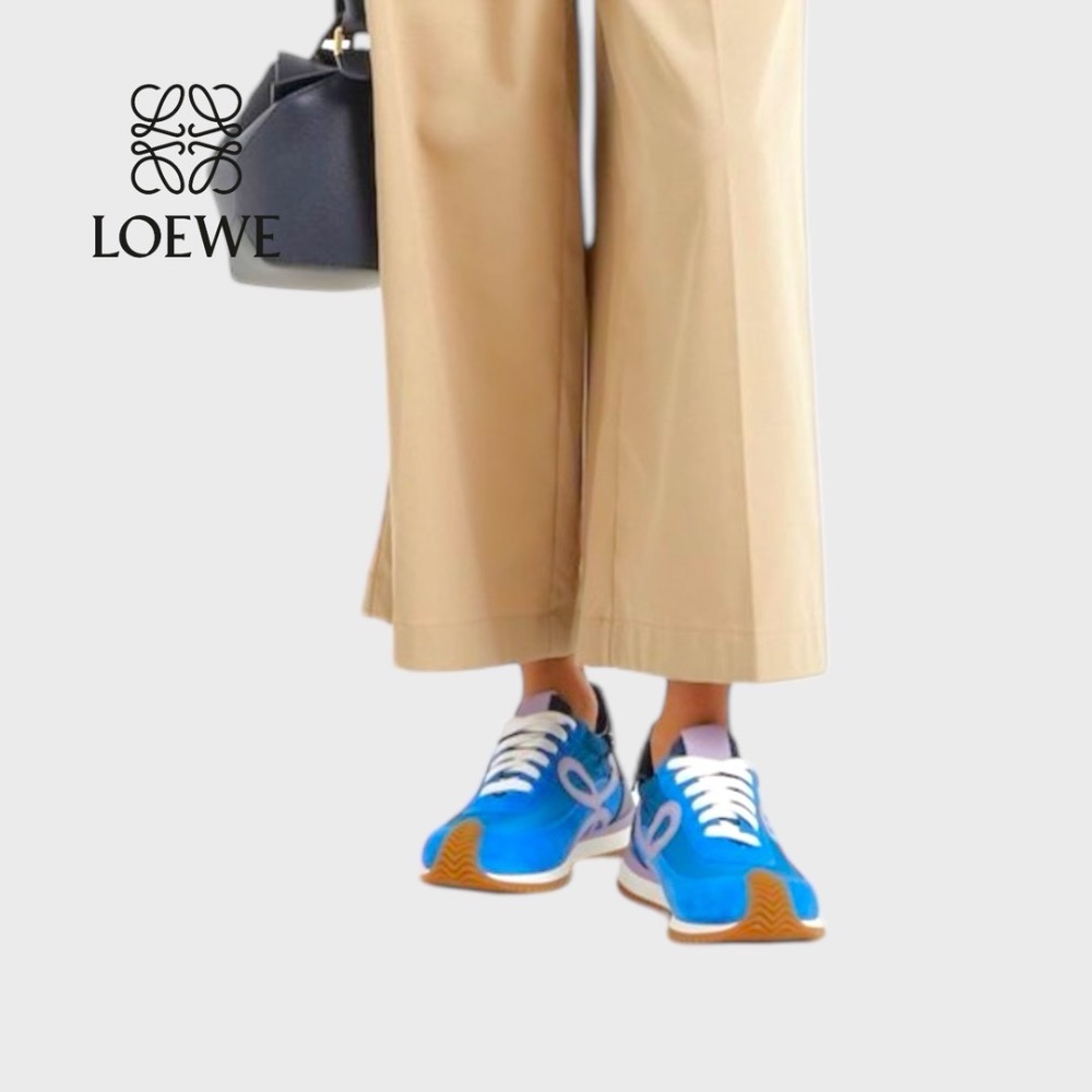 👟Loewe Flow2.0 Runner Suede運動跑鞋｜休閒鞋｜尼龍和麂皮｜內增高約3.5cm｜運動鞋｜漸層藍-細節圖2