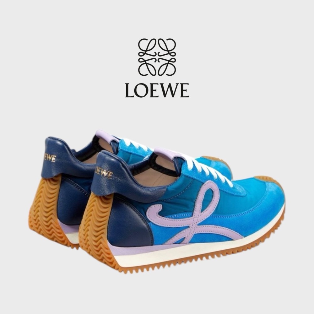 👟Loewe Flow2.0 Runner Suede運動跑鞋｜休閒鞋｜尼龍和麂皮｜內增高約3.5cm｜運動鞋｜漸層藍-細節圖4