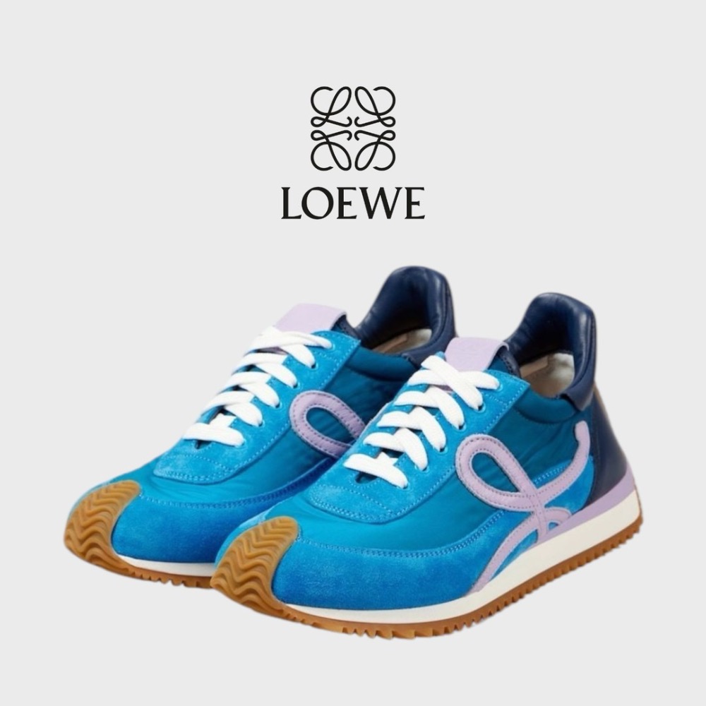👟Loewe Flow2.0 Runner Suede運動跑鞋｜休閒鞋｜尼龍和麂皮｜內增高約3.5cm｜運動鞋｜漸層藍-細節圖5