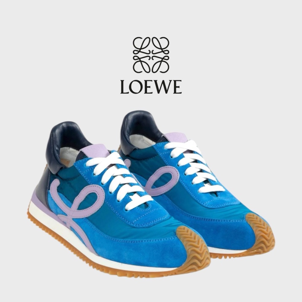 👟Loewe Flow2.0 Runner Suede運動跑鞋｜休閒鞋｜尼龍和麂皮｜內增高約3.5cm｜運動鞋｜漸層藍-細節圖6