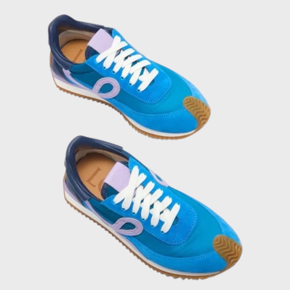 👟Loewe Flow2.0 Runner Suede運動跑鞋｜休閒鞋｜尼龍和麂皮｜內增高約3.5cm｜運動鞋｜漸層藍-細節圖9