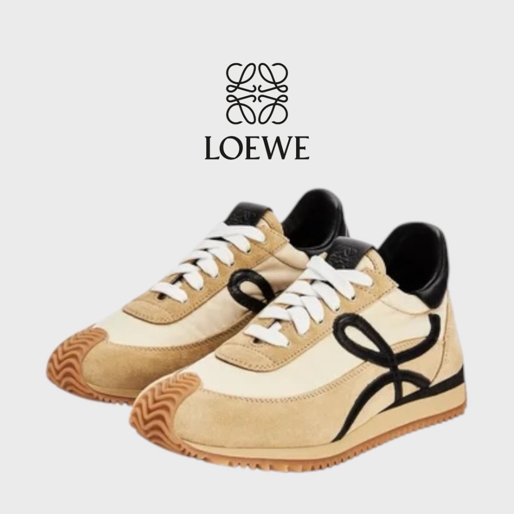 👟Loewe Flow2.0 Runner Suede運動跑鞋｜休閒鞋｜尼龍和麂皮｜金色｜蜂蜜棕-細節圖2