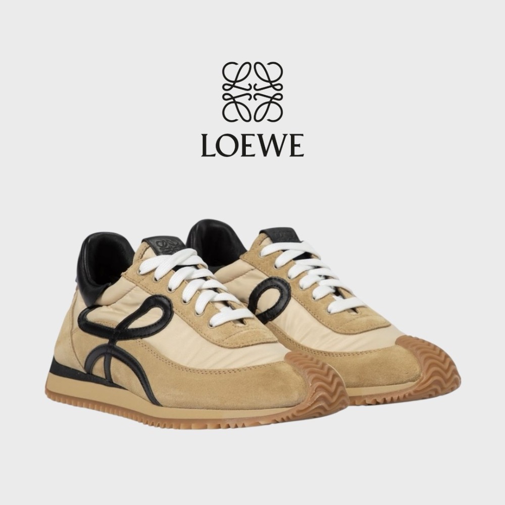 👟Loewe Flow2.0 Runner Suede運動跑鞋｜休閒鞋｜尼龍和麂皮｜金色｜蜂蜜棕-細節圖3