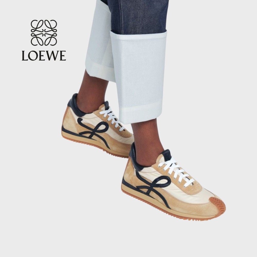 👟Loewe Flow2.0 Runner Suede運動跑鞋｜休閒鞋｜尼龍和麂皮｜金色｜蜂蜜棕-細節圖4