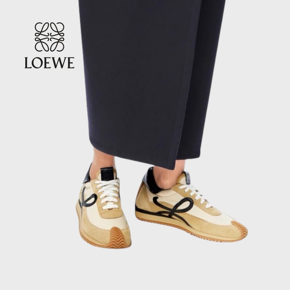 👟Loewe Flow2.0 Runner Suede運動跑鞋｜休閒鞋｜尼龍和麂皮｜金色｜蜂蜜棕-細節圖5
