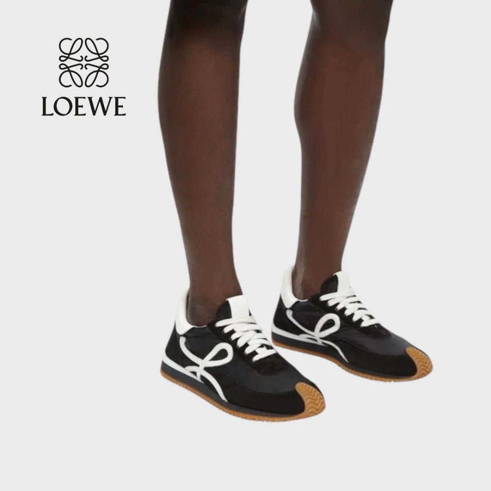👟Loewe Flow2.0 Runner Suede運動跑鞋｜休閒鞋｜尼龍和麂皮cm｜運動鞋｜黑色｜白色｜黑白｜白L-細節圖5