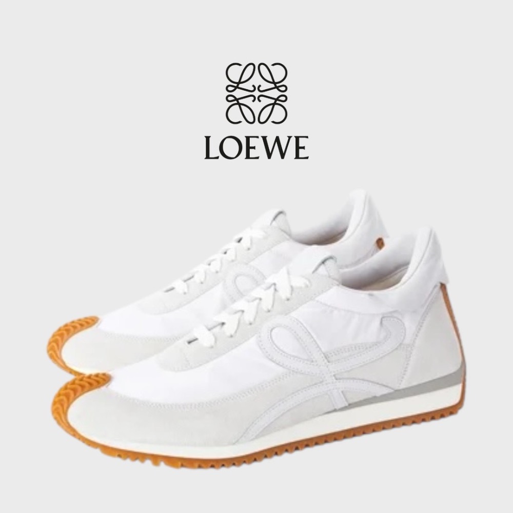 👟Loewe Flow2.0 Runner Suede運動跑鞋｜休閒鞋｜尼龍和麂皮｜運動鞋｜白色｜骨白｜白L-細節圖2