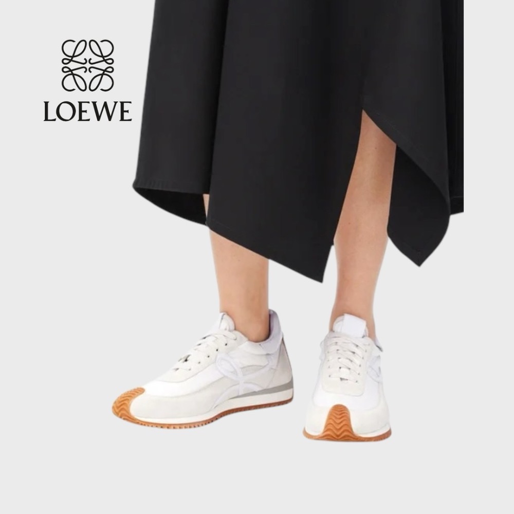 👟Loewe Flow2.0 Runner Suede運動跑鞋｜休閒鞋｜尼龍和麂皮｜運動鞋｜白色｜骨白｜白L-細節圖3