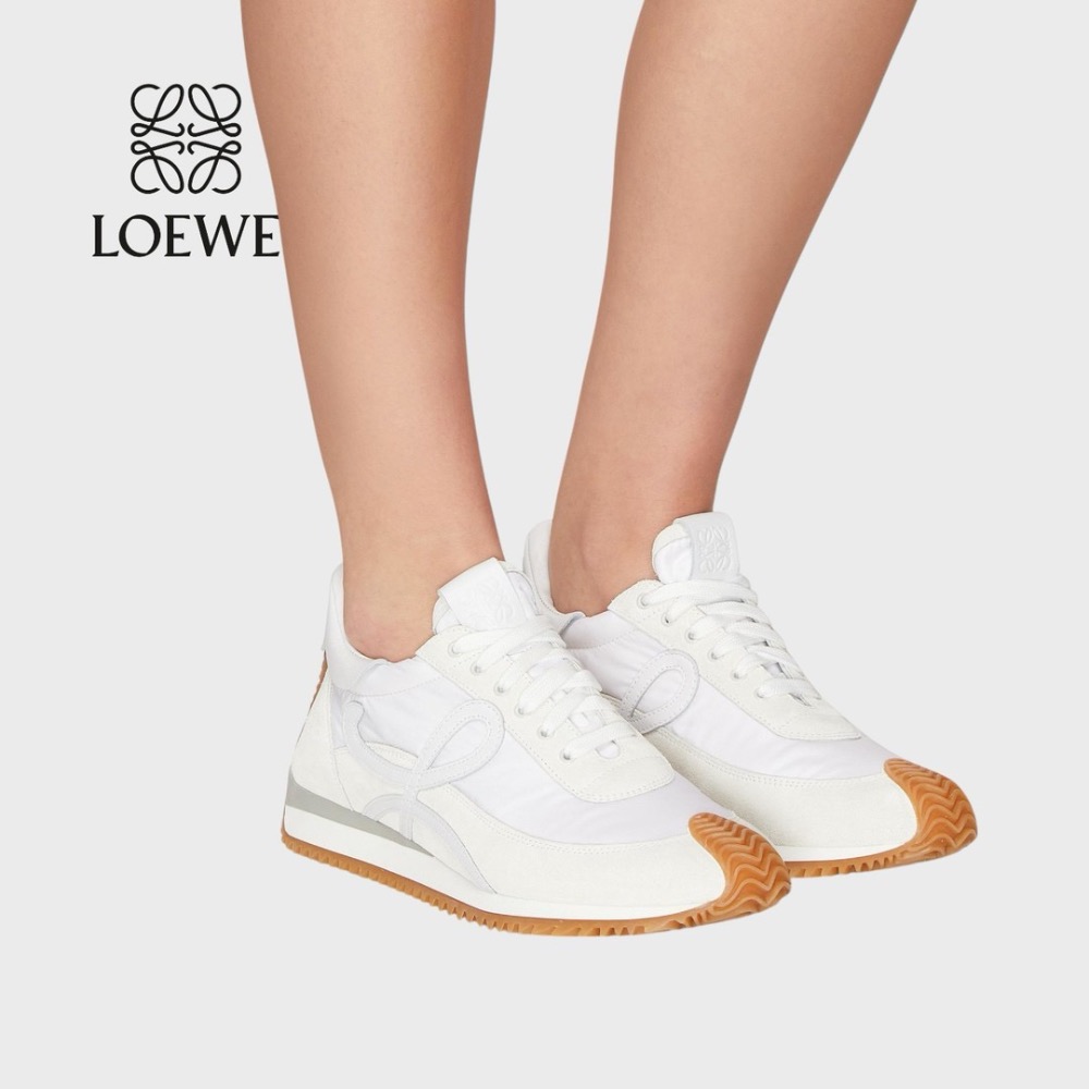 👟Loewe Flow2.0 Runner Suede運動跑鞋｜休閒鞋｜尼龍和麂皮｜運動鞋｜白色｜骨白｜白L-細節圖4