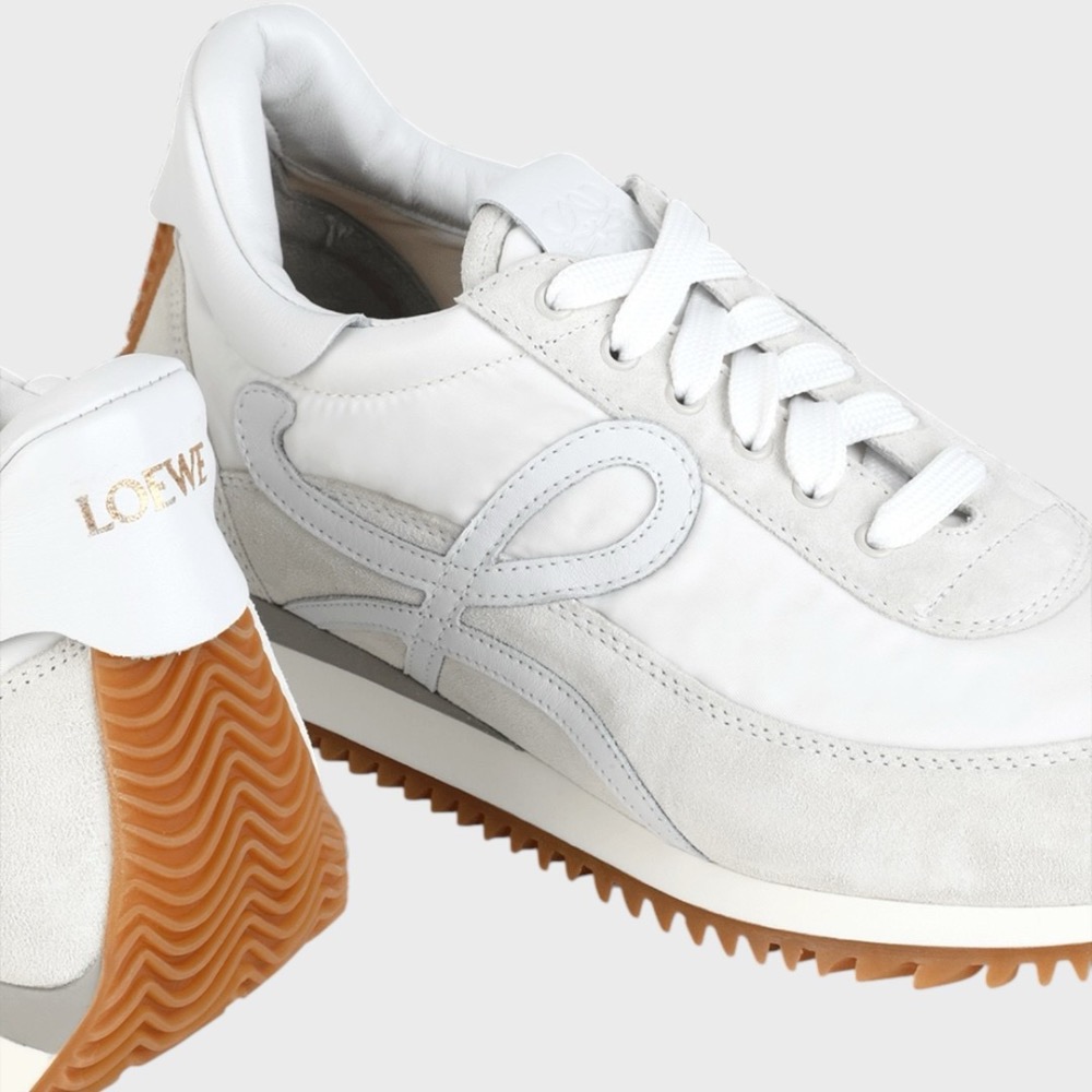 👟Loewe Flow2.0 Runner Suede運動跑鞋｜休閒鞋｜尼龍和麂皮｜運動鞋｜白色｜骨白｜白L-細節圖9