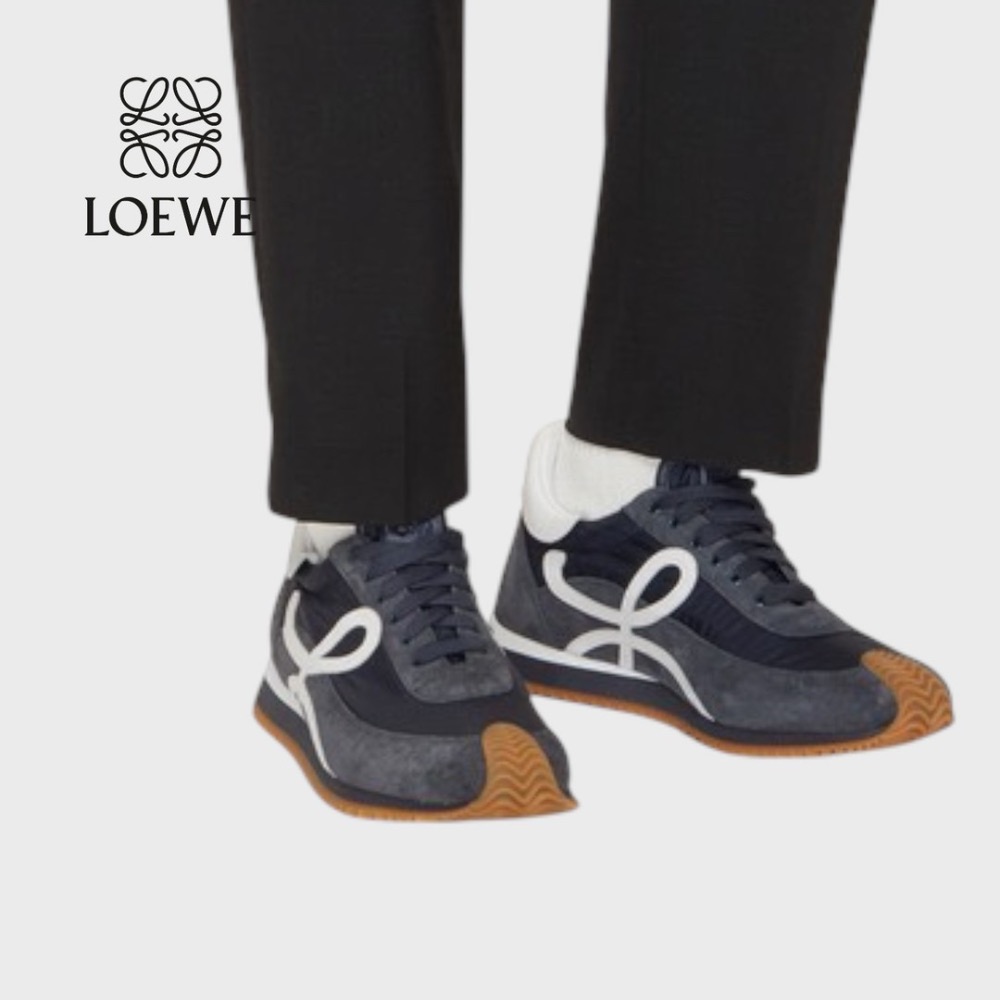 👟Loewe Flow2.0 Runner Suede運動跑鞋｜休閒鞋｜尼龍和麂皮｜運動鞋｜藍白｜深海軍藍色｜白L-細節圖3
