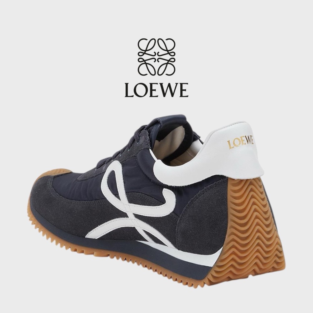👟Loewe Flow2.0 Runner Suede運動跑鞋｜休閒鞋｜尼龍和麂皮｜運動鞋｜藍白｜深海軍藍色｜白L-細節圖4