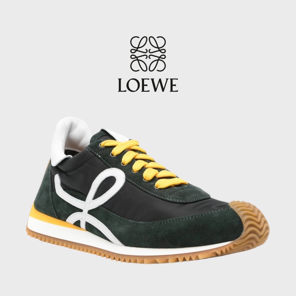 👟Loewe Flow2.0 Runner Suede運動跑鞋｜休閒鞋｜尼龍和麂皮｜黑白綠黃｜黑白卡其色｜深綠色｜白L-細節圖8