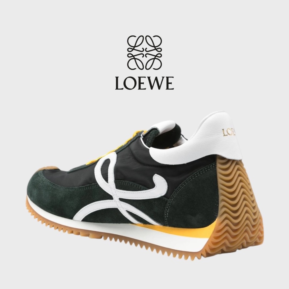 👟Loewe Flow2.0 Runner Suede運動跑鞋｜休閒鞋｜尼龍和麂皮｜黑白綠黃｜黑白卡其色｜深綠色｜白L-細節圖9