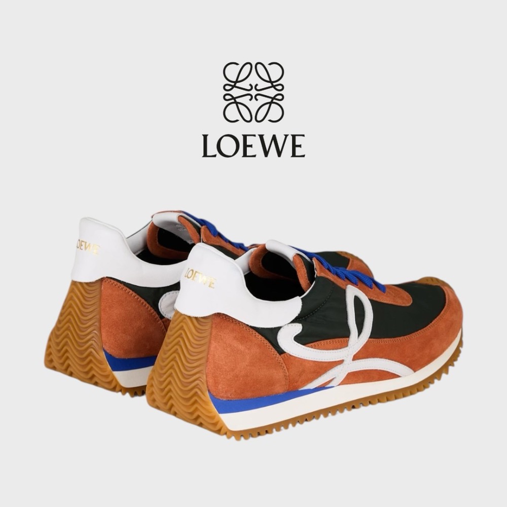 👟Loewe Flow2.0 Runner Suede運動跑鞋｜休閒鞋｜尼龍和麂皮｜藍白｜深海軍藍色｜牛仔藍｜白L-細節圖4