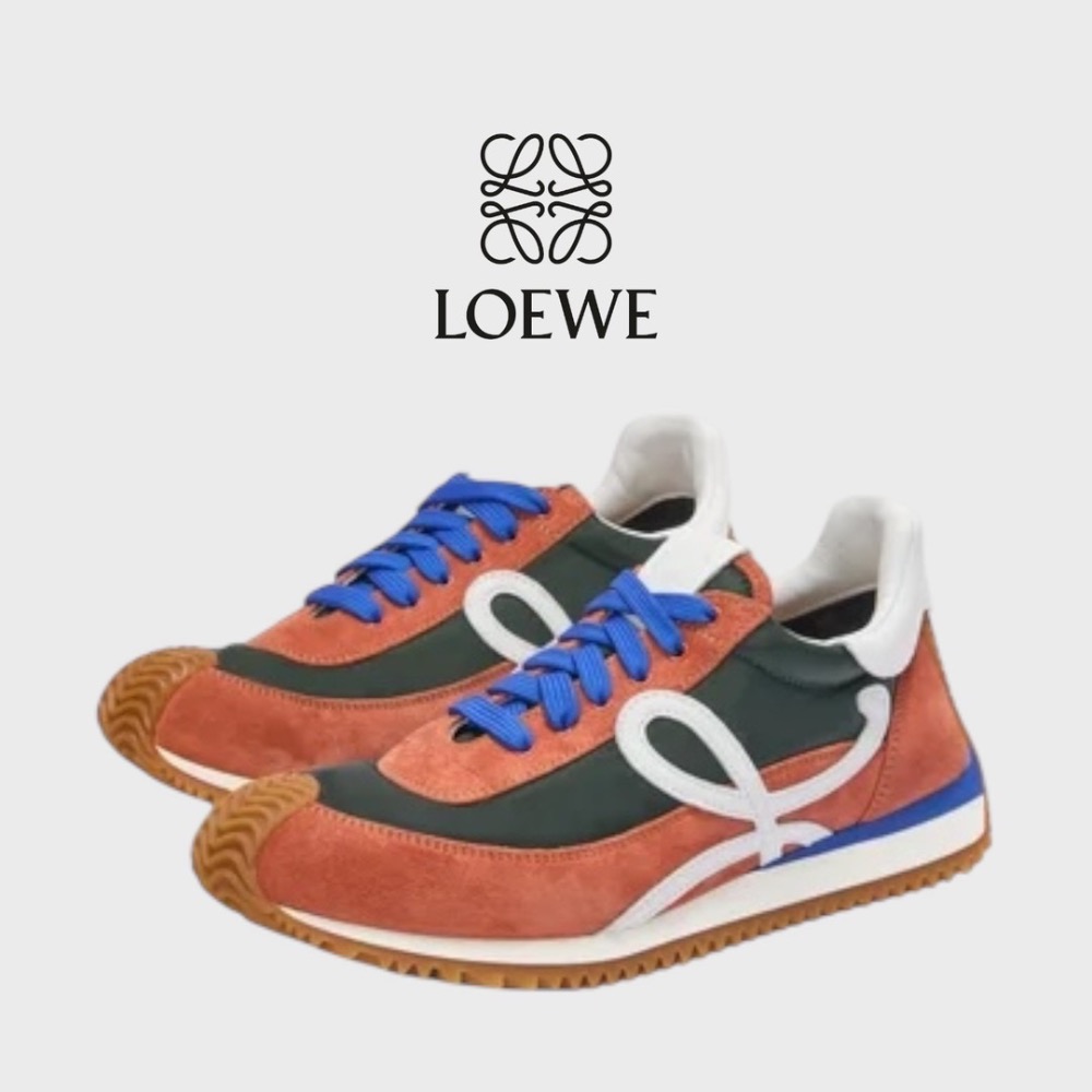 👟Loewe Flow2.0 Runner Suede運動跑鞋｜休閒鞋｜尼龍和麂皮｜藍白｜深海軍藍色｜牛仔藍｜白L-細節圖9