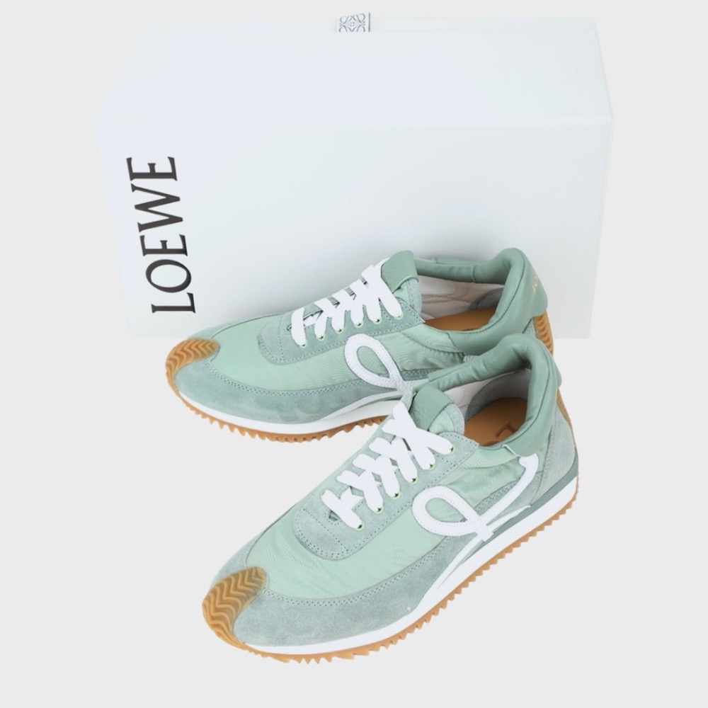 👟Loewe Flow2.0 Runner Suede運動跑鞋｜休閒鞋｜尼龍和麂皮｜松石綠｜綠松色｜青色｜白L｜綠白-細節圖5