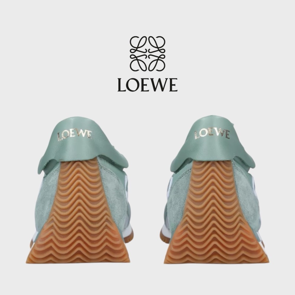 👟Loewe Flow2.0 Runner Suede運動跑鞋｜休閒鞋｜尼龍和麂皮｜松石綠｜綠松色｜青色｜白L｜綠白-細節圖6