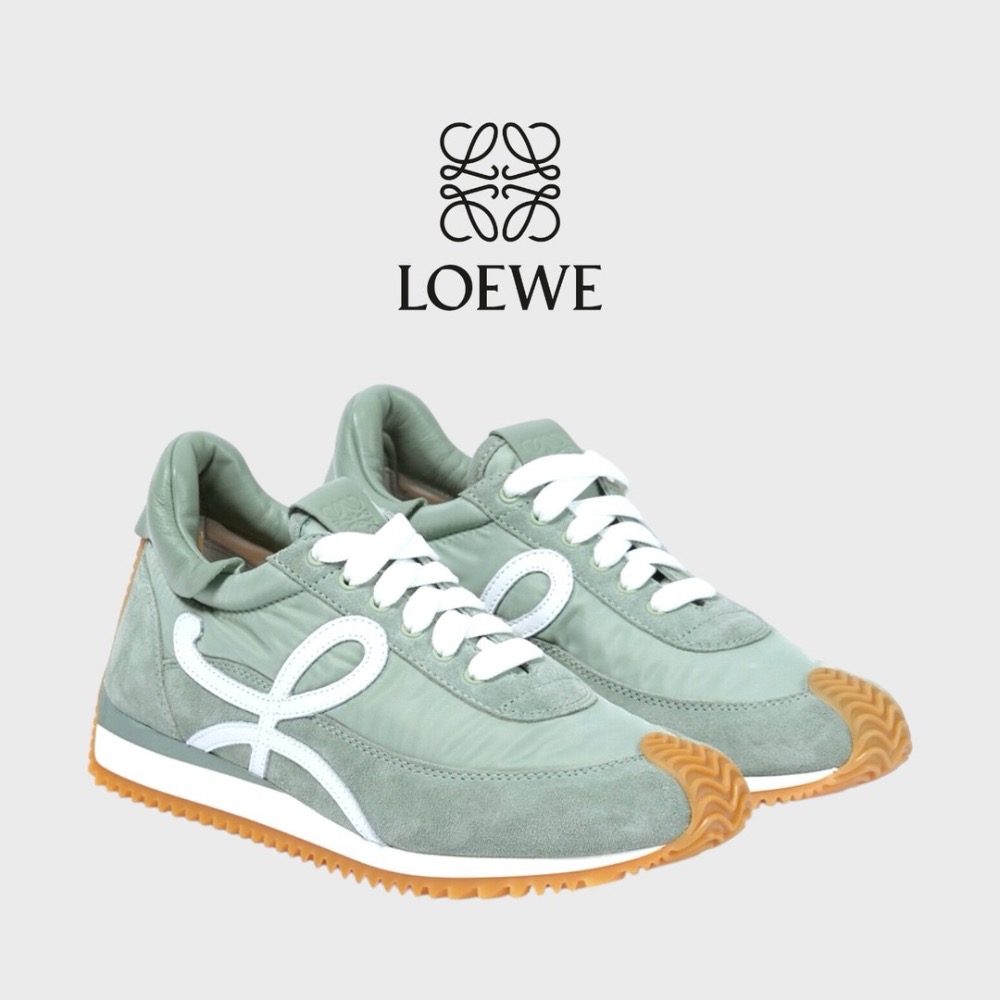 👟Loewe Flow2.0 Runner Suede運動跑鞋｜休閒鞋｜尼龍和麂皮｜松石綠｜綠松色｜青色｜白L｜綠白-細節圖8