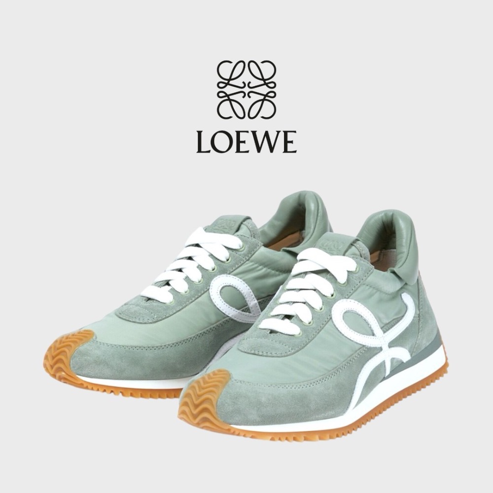 👟Loewe Flow2.0 Runner Suede運動跑鞋｜休閒鞋｜尼龍和麂皮｜松石綠｜綠松色｜青色｜白L｜綠白-細節圖9
