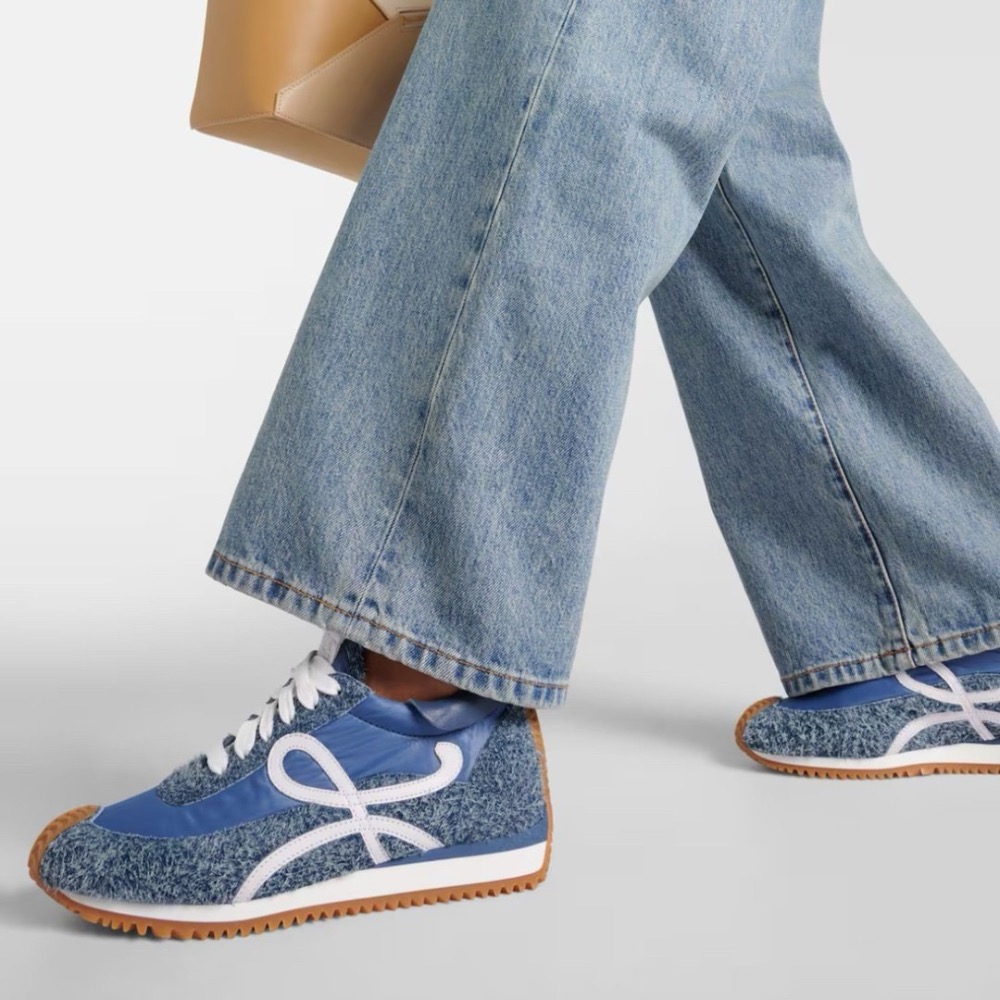 👟Loewe Flow2.0 Runner Suede運動跑鞋｜休閒鞋｜尼龍和麂皮｜藍白｜單寧布｜牛仔布｜牛仔藍｜白L-細節圖5