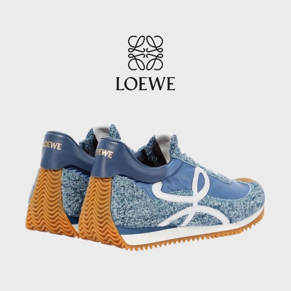 👟Loewe Flow2.0 Runner Suede運動跑鞋｜休閒鞋｜尼龍和麂皮｜藍白｜單寧布｜牛仔布｜牛仔藍｜白L-細節圖6