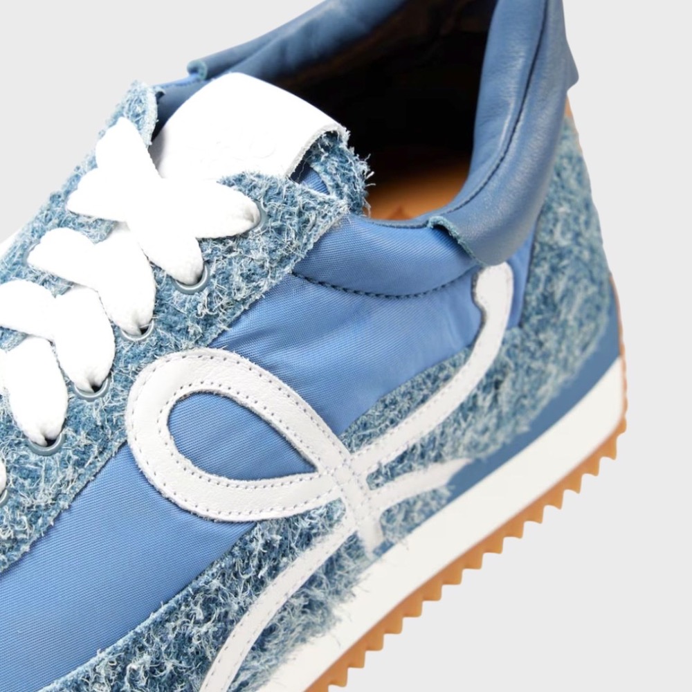 👟Loewe Flow2.0 Runner Suede運動跑鞋｜休閒鞋｜尼龍和麂皮｜藍白｜單寧布｜牛仔布｜牛仔藍｜白L-細節圖7