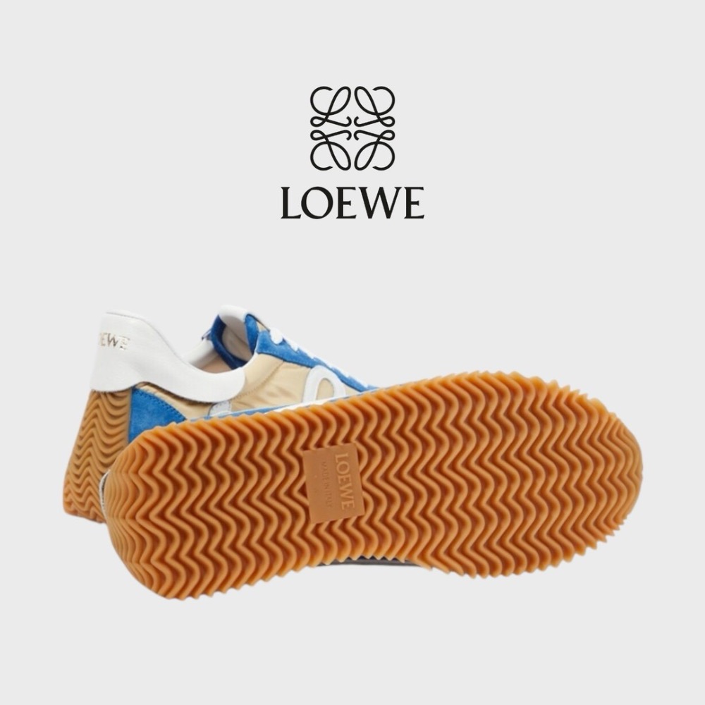 👟Loewe Flow2.0 Runner Suede運動跑鞋｜休閒鞋｜尼龍和麂皮｜運動鞋｜藍白黃｜斜紋淺牛仔布｜白L-細節圖8
