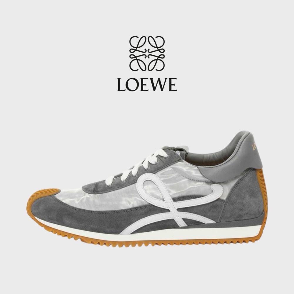 👟Loewe Flow2.0 Runner Suede運動跑鞋｜休閒鞋｜尼龍和麂皮銀灰白｜銀灰色｜銀色｜白L-細節圖2