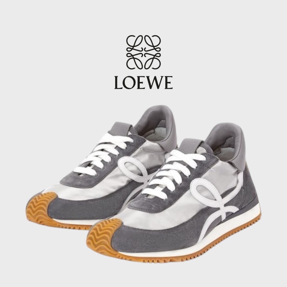 👟Loewe Flow2.0 Runner Suede運動跑鞋｜休閒鞋｜尼龍和麂皮銀灰白｜銀灰色｜銀色｜白L-細節圖3