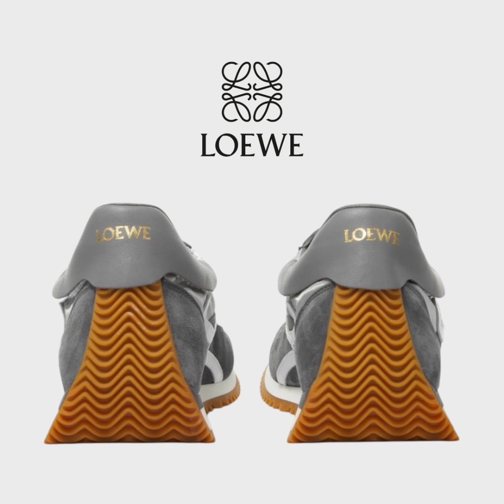 👟Loewe Flow2.0 Runner Suede運動跑鞋｜休閒鞋｜尼龍和麂皮銀灰白｜銀灰色｜銀色｜白L-細節圖5
