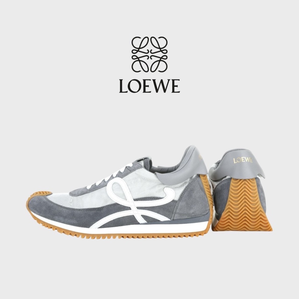 👟Loewe Flow2.0 Runner Suede運動跑鞋｜休閒鞋｜尼龍和麂皮銀灰白｜銀灰色｜銀色｜白L-細節圖6