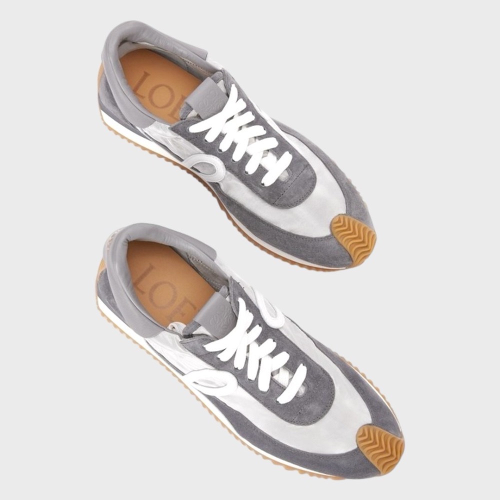 👟Loewe Flow2.0 Runner Suede運動跑鞋｜休閒鞋｜尼龍和麂皮銀灰白｜銀灰色｜銀色｜白L-細節圖8