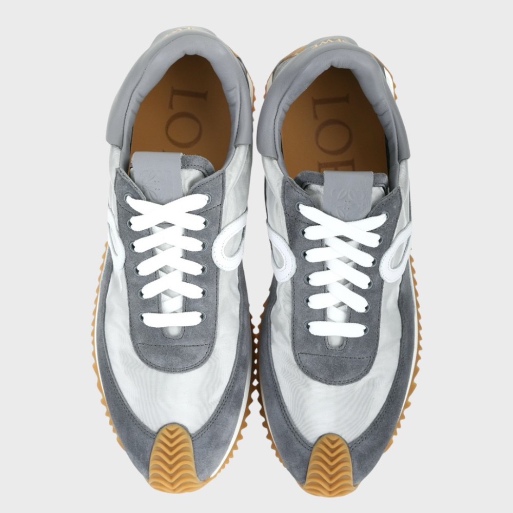 👟Loewe Flow2.0 Runner Suede運動跑鞋｜休閒鞋｜尼龍和麂皮銀灰白｜銀灰色｜銀色｜白L-細節圖10