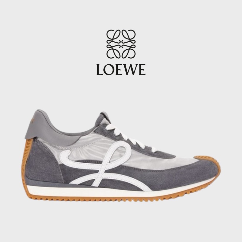 👟Loewe Flow2.0 Runner Suede運動跑鞋｜休閒鞋｜尼龍和麂皮銀灰白｜銀灰色｜銀色｜白L-規格圖11
