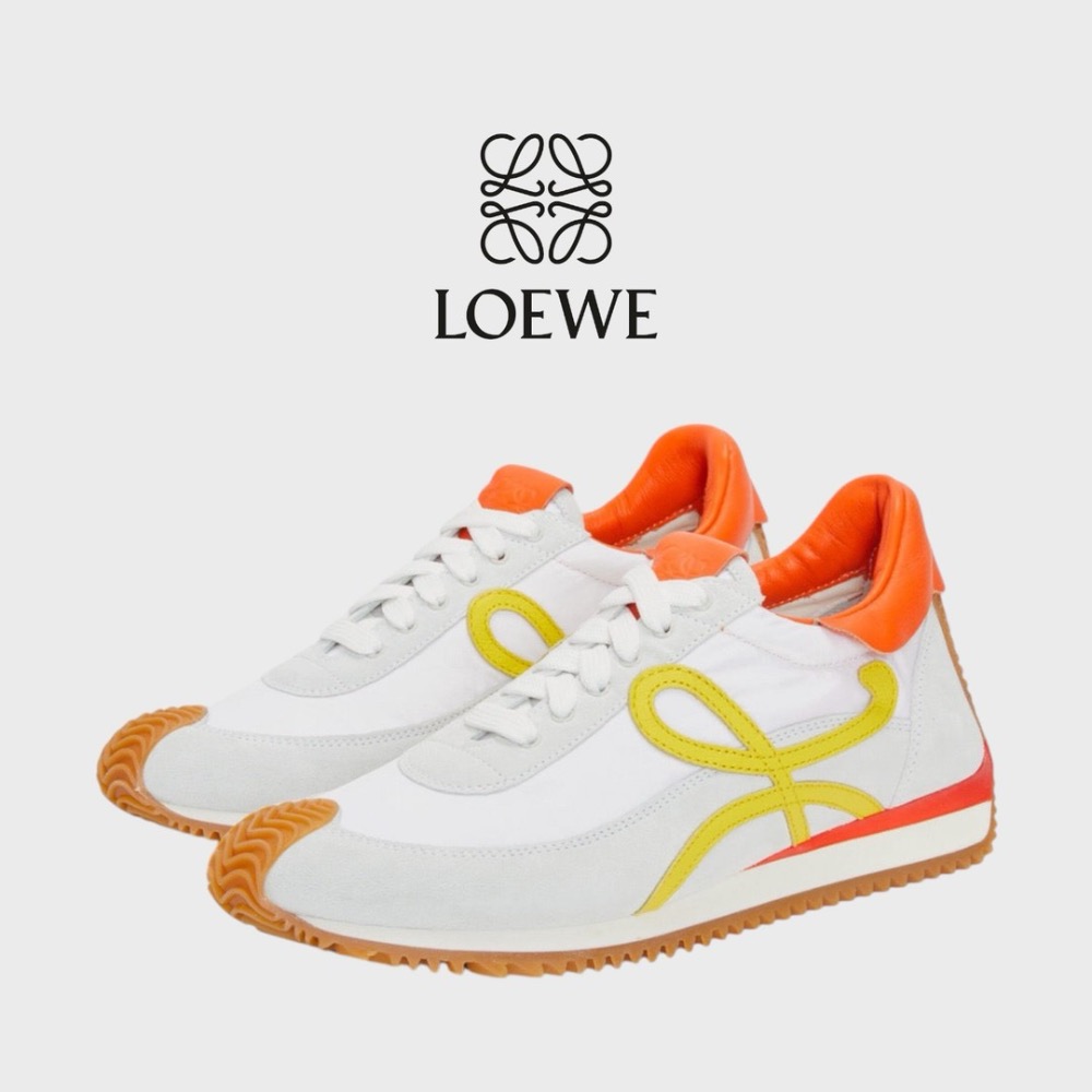 👟Loewe Flow2.0 Runner Suede運動跑鞋｜休閒鞋｜尼龍和麂皮｜｜橘白黃｜淺灰色｜橘色｜黃色｜黃L-細節圖2