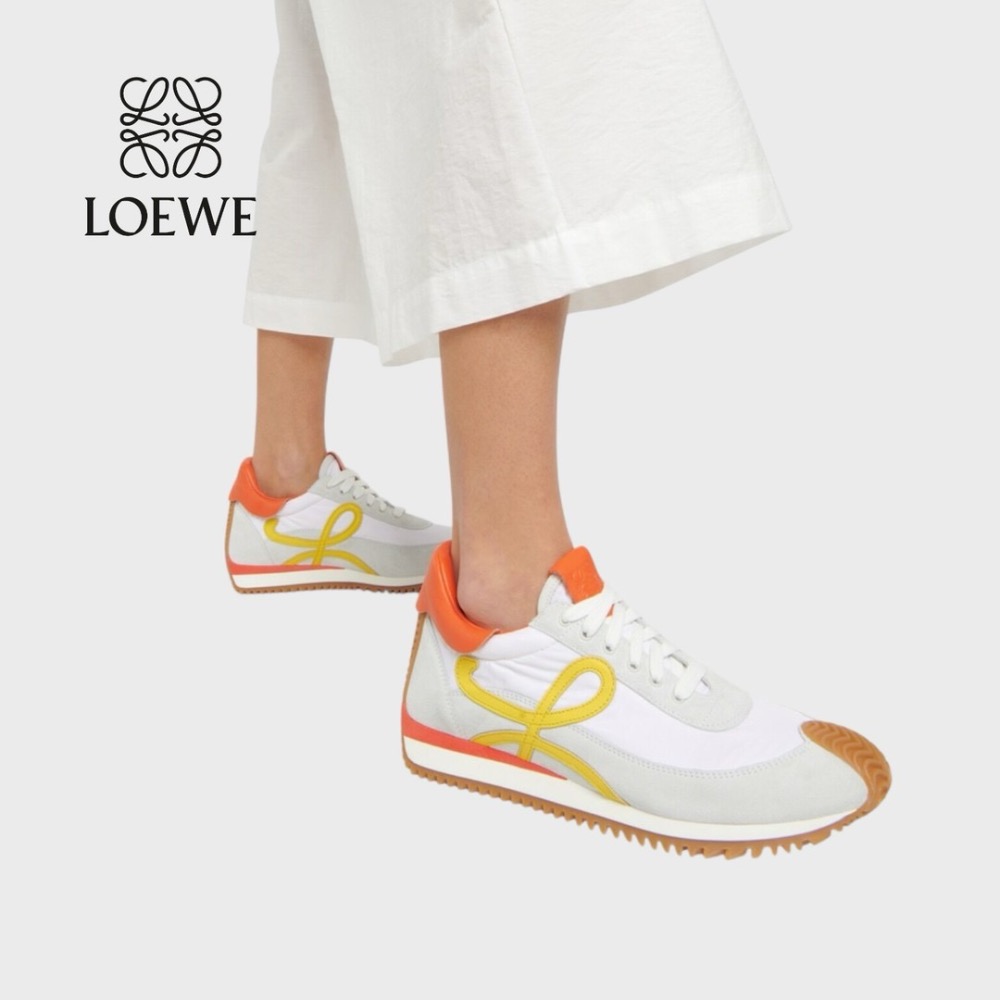 👟Loewe Flow2.0 Runner Suede運動跑鞋｜休閒鞋｜尼龍和麂皮｜｜橘白黃｜淺灰色｜橘色｜黃色｜黃L-細節圖3